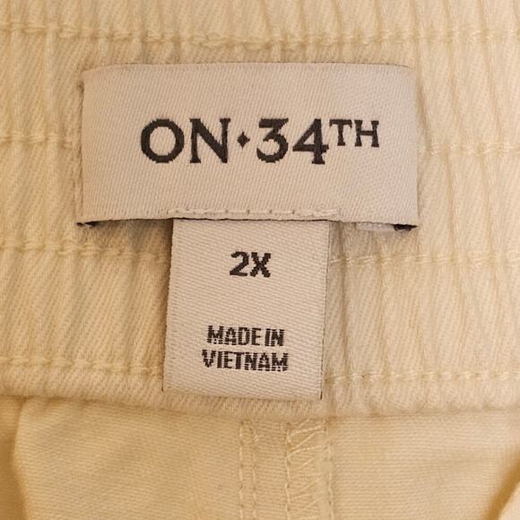 On 34th Light Tan High Rise Wide Leg Khaki Chino Classic Pants - Picture 7 of 8